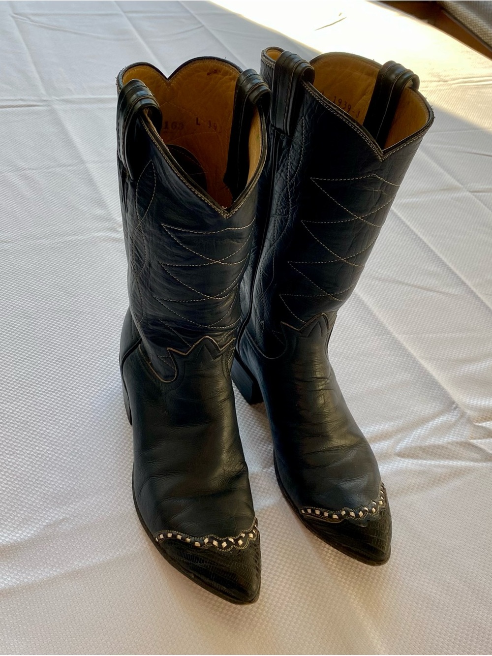 Tony Lama Women's Black Western Rodeo Cowboy Wedding MidCalf Boots - Picture 9 of 16
